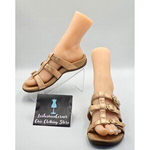 Vionic Women's Misa Rose Gold  Faux Leather Upper Adjustable Sandals Size 7 2497
